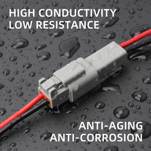 Vista 4 de Conector Deutsch de 14 AWG de 2 pines, conectores impermeables con cable macho y hembra para automóvil, camión, barco, motocicleta, barra de luz LED