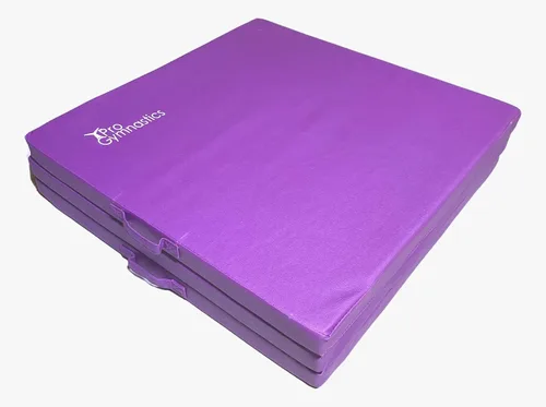 Vista 2 de Alfombrilla de ejercicio plegable triple de 6 x 2 pies y 2 pulgadas de grosor, 2 asas de transporte para entrenamientos de núcleo, gimnasia, artes