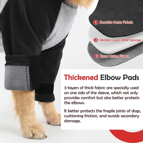 Vista 3 de SlowTon Traje de recuperación para perros – Protector de codo acolchado, manga de pierna de perro para dejar de lamer y proteger heridas después