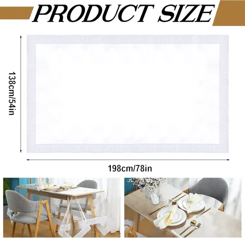 Vista 2 de Mixweer Protector Cubierta de Mesa de Vinilo Transparente Impermeable Mantel de Plástico para Mesa de Comedor Mantel de Encaje Blanco para Mesas
