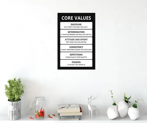 Vista 3 de Arte Motivacional para Pared Core Values Póster Inspiracional Impresiones Inspiradoras en Lienzo Obras de Arte para Oficina Sala de Estar Decoración