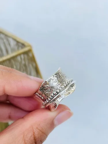 Vista 65 de Boho Spinner Ring, Mothers Day Gift, Silver 925 Women Ring, Sterling Silver 925 Ring, Fidget Spinner Ring,Women Silver Anxiety Ring