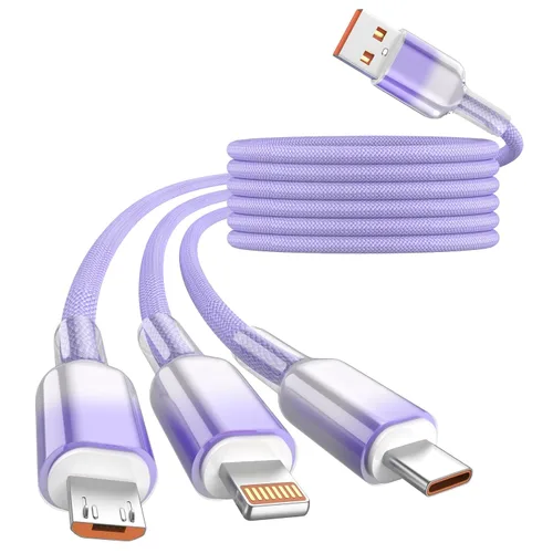 Vista 24 de Cable de carga 4 en 1 de 240 W máximo, cable USB C de carga rápida con chip E-Mark, cable USB A/C a C/Lightning, cable de carga múltiple para iPhone