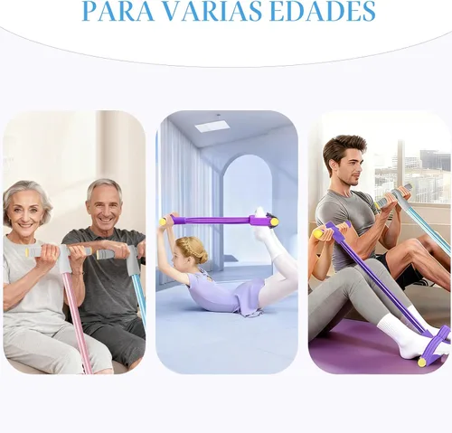 Vista 8 de Pedal Resistance Bands with Handles, Durable 6-Tubes Multifunction Pedal Resistance Band, Natural Rubber Foot Pedal Resistance Bands, Fitness
