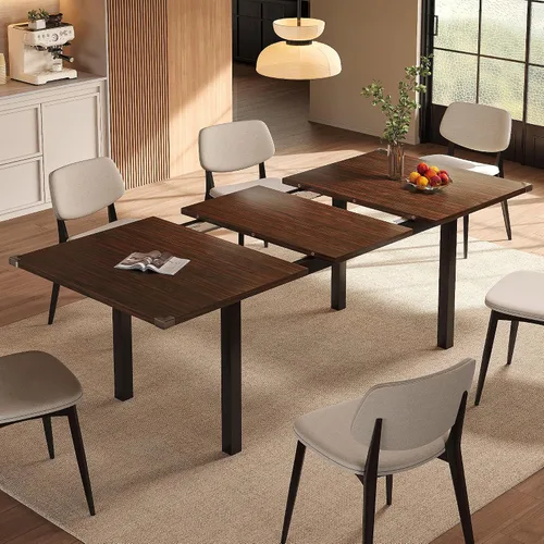 Vista 10 de Einhomn - Mesa de comedor moderna y extensible para 4-6 personas, mesa de cocina estilo granja de 63", mesas rectangulares para comedor, cocina