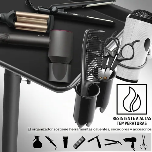 Vista 2 de Saloniture Premium Bandeja de aluminio para instrumentos, con carrito, Negro