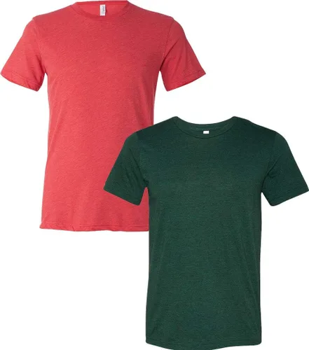 Vista 206 de Bella Canvas 3413c para hombre (1) Triblend verde + (1) Triblend rojo