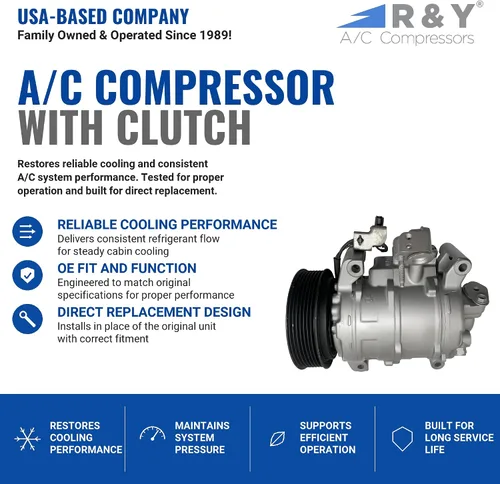 Vista 2 de RYC Compresor de aire acondicionado automotriz y embrague de A/C AIG303-01 (se adapta a Honda Accord 2.4L 2013, 2014, 2015, 2016, 2017)