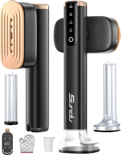 Vista 8 de Vaporizador de Viaje para Ropa, con 2 Tanques de Agua (180 ml y 100 ml), Calentamiento Rápido, Vapor Fuerte de 24g/min, Plancha de Ropa Mini
