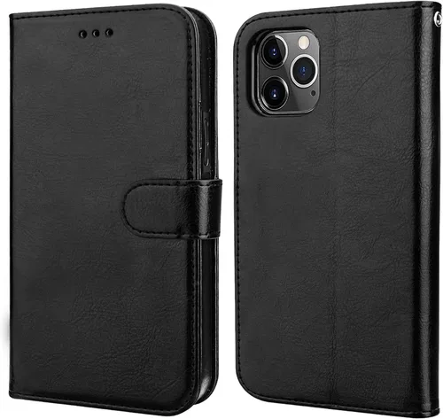 Vista 2 de Bocasal Funda tipo cartera compatible con iPhone 12 e iPhone 12 Pro con soporte para tarjetas de cuero PU magnética desmontable con soporte plegable