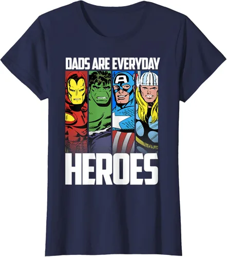 Vista 13 de Marvel Camiseta gráfica de héroes cotidianos para el Día del Padre de los Vengadores, Negro