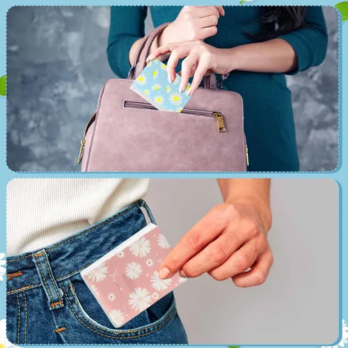 Vista 7 de Outus Paquete de 100 800 hojas de pañuelos pequeños de bolsillo de viaje, 3 capas, tamaño de viaje, pañuelos faciales individuales, diseño floral
