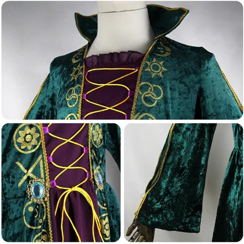 Vista 4 de Disfraz de Mary Sanderson para mujer peluca de cosplay camisa falda chaleco de Halloween