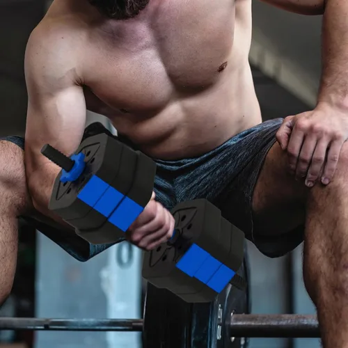 Vista 7 de VIVITORY Juego de mancuernas de pesos ajustables, pesas libres con conector, juego de mancuernas ajustables antideslizantes, barra para gimnasio