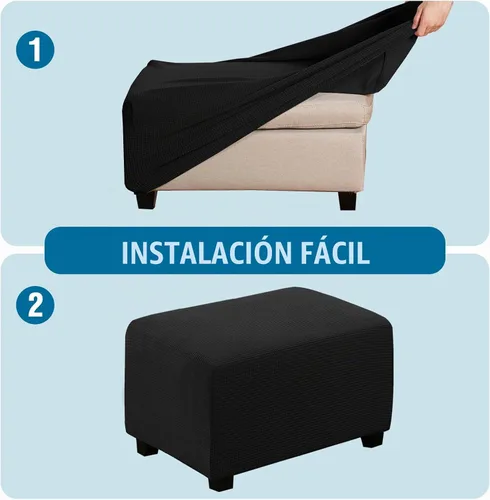 Vista 5 de H.VERSAILTEX Funda Deslizable para Otomana Rectangular Ajuste de Longitud 29"-34" Reposapiés Fundas Deslizables para Sofá Funda para Taburete