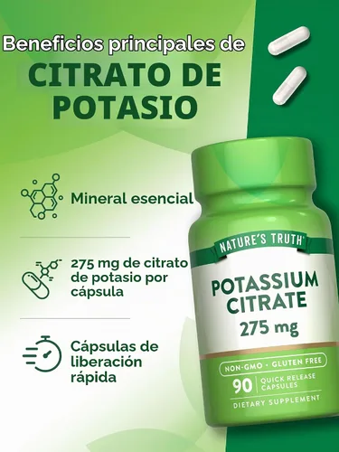 Vista 5 de Nature's Truth Suplemento de citrato de potasio 275 mg 90 cápsulas