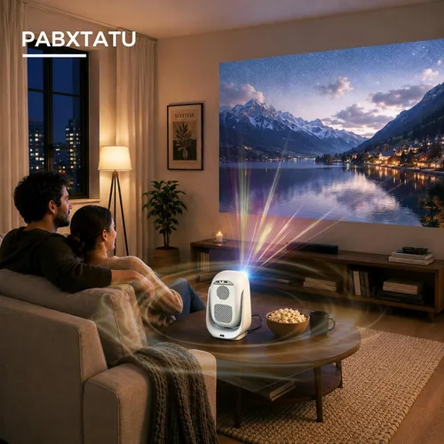 Vista 3 de Proyector inteligente con inclinación panorámica ajustada, proyector de película 4K compatible con 1080P, enfoque automático y corrección Keystone