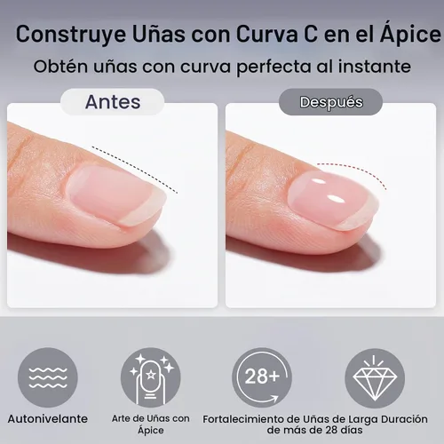 Vista 2 de GELLEN Gel constructor 5 en 1 para uñas, 0.7 fl oz fórmula transparente sin HEMA Gel constructor de uñas libre de hema de 0.7 fl oz