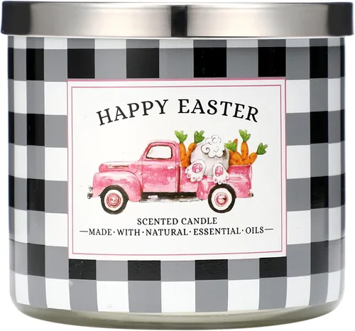 Vista 8 de Velas de conejo de Pascua, vela perfumada de jazmín de Pascua, 14 onzas, tarro grande de 3 mechas, regalo de velas de conejo de primavera
