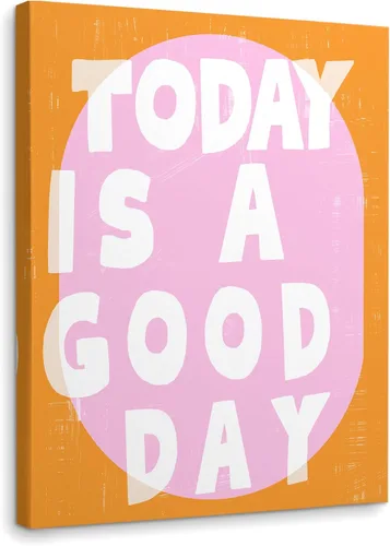 Vista 13 de Arte de Lienzo Inspiracional para Pared, Arte de Pared Femenino, Arte de Lienzo Enmarcado para Pared Azul Preppy Funky Today Is a Good Day de 14x11