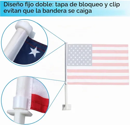 Vista 5 de Acocony - Mástil de bandera para automóvil con tapa de bloqueo y clip de retención Paquete de 5 mástiles de plástico blanco de 20 pulgadas