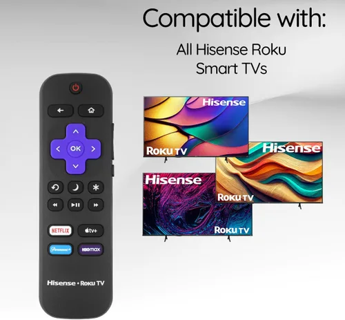 Vista 2 de Control remoto original apto para Hisense Roku Smart TV con Netflix, Apple TV, Paramount y accesos directos HBOmax