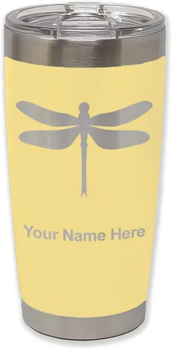Vista 41 de LaserGram Vaso aislado al vacío de 20 onzas, libélula, grabado personalizado incluido (negro)