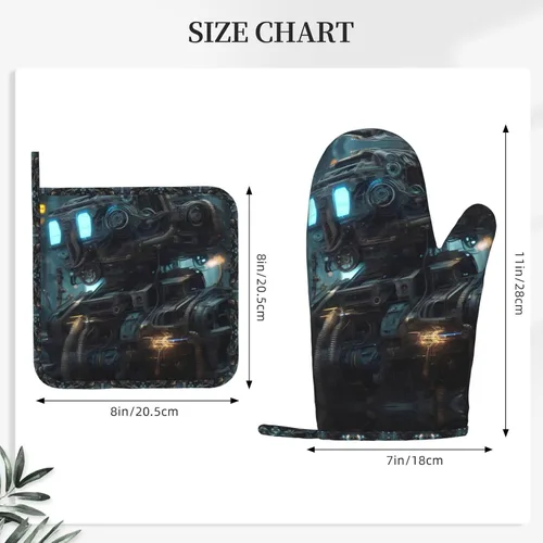 Vista 3 de Future Robot Printed oven gloves + heat insulation pads for barbecue, baking and cooking