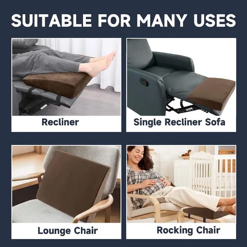 Vista 6 de MABOZOO Almohada de Cuña para Piernas de Sillón Reclinable, Cojín de Espuma Extra Grande para Reposapiés con Correas Ajustables, Extensor de Café