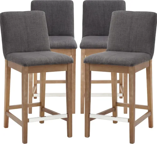 Vista 19 de Kmax Juego de 2 taburetes de bar de 26 pulgadas de altura de mostrador, taburetes tapizados para encimera de cocina con soporte trasero, taburetes