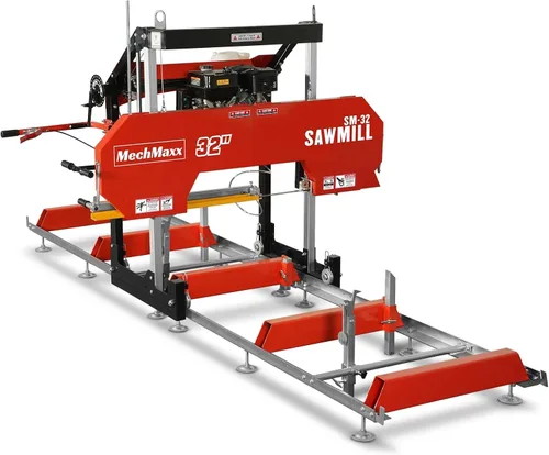 Vista 30 de MechMaxx Aserradero portátil de 18'', motor de gasolina DUCAR 212cc 7HP, ancho de tablero de 15'' y grosor de tablero de 7'', longitud de pista