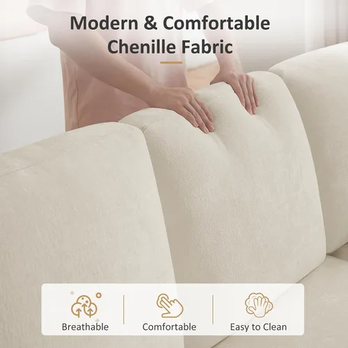 Vista 6 de Sofá Seccional Cama de 111 pulgadas con Cama Extraíble, Sofá Modular de 6 Asientos en Forma de U con Chaise de Almacenamiento, Sofá Seccional