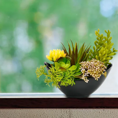 Vista 5 de Plantas suculentas artificiales en maceta de 7.2 pulgadas