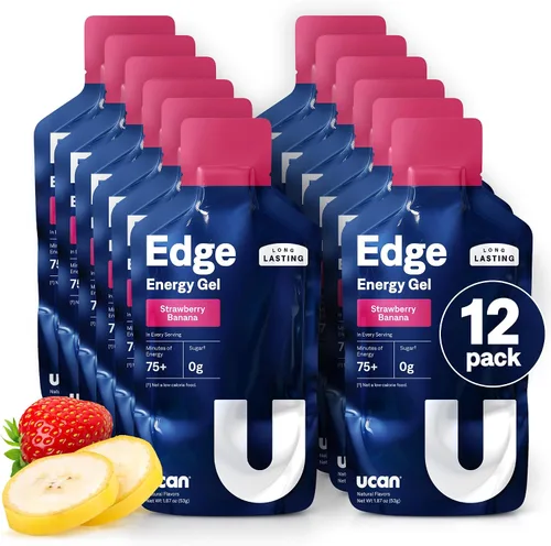 Vista 12 de UCAN Edge Energy Gel Shots, chocolate (12 paquetes de 2 onzas) para correr, entrenamiento, ejercicios, fitness, ciclismo, crossfit Sin azúcar