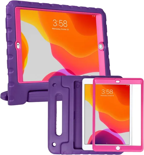 Vista 9 de HDE Funda para iPad de 9ª generación de 10.2 pulgadas para niños con protector de pantalla integrado a prueba de golpes con soporte de asa para Negro