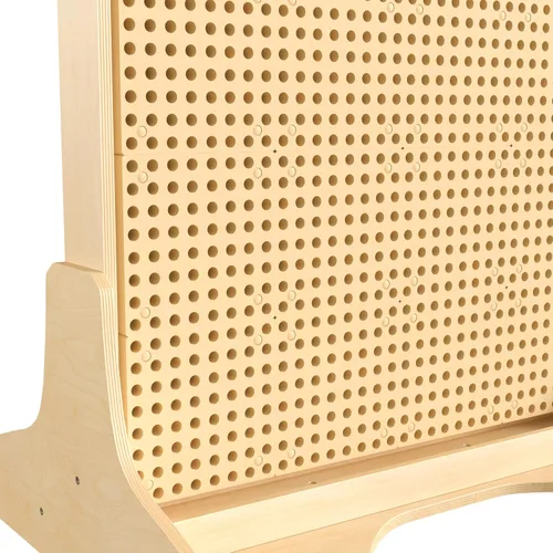 Vista 7 de Classroom Essentials Base de pared independiente de doble cara de madera con acabado natural de grado comercial con paneles de clavijas