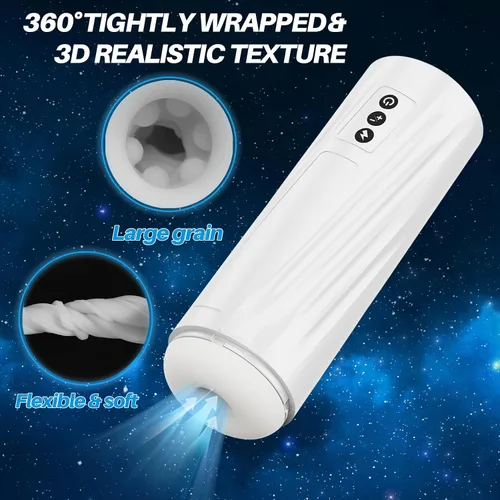 Vista 2 de Masturbador masculino automático con vibración para hombres con 7 modos de empuje y apriete, manga texturizada realista 3D mejorada, manos libres