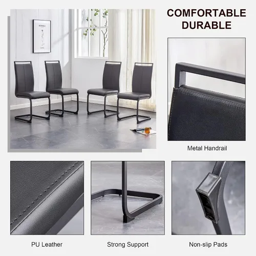 Vista 6 de Juego de mesa de comedor de mármol para 6, moderno juego de sillas de mesa de cocina para 6, 7 piezas, mesa de cocina rectangular de cristal