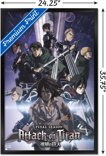 Vista 3 de Trends International Attack on Titan: Season 4 - Póster de pared Key Visual 2, 22.37 x 34.00 pulgadas, versión enmarcada en negro Versión con marco