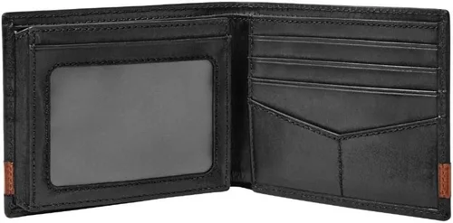 Vista 6 de Fossil Haskell - Maletín de cuero o tela para hombre, Black + Quinn Bifold