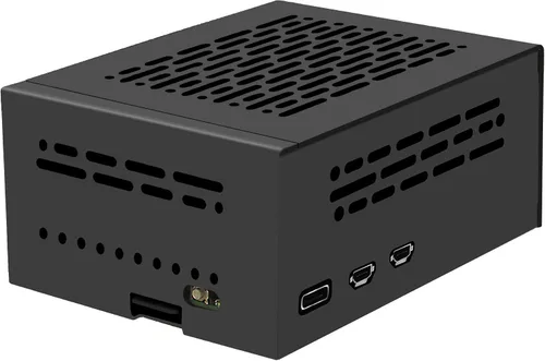 Vista 8 de Geekworm Funda de metal PCIe P579 con enfriador activo oficial Pi 5 para Raspberry Pi 5, soporte superior M.2 NVMe HAT X1001/X1004/X1003/X1015/X1000