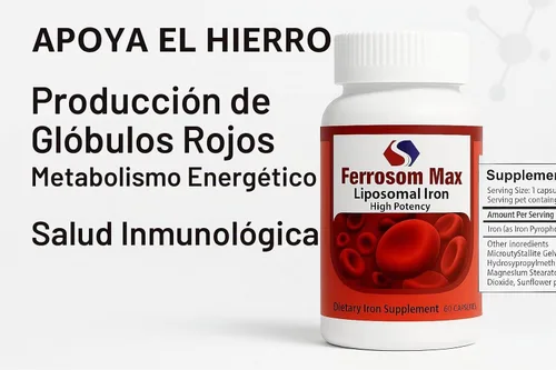 Vista 2 de Suplemento de hierro liposomal máximo 60 cápsulas (45 mg de hierro elemental puro) por Siba Pharm Fórmula de máxima absorción Sin OMG, vegano