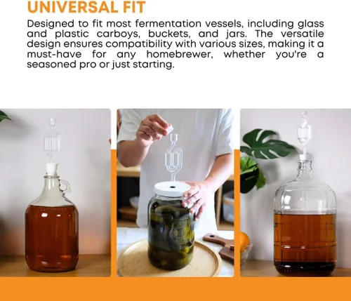 Vista 5 de 2-Pack Twin Bubble Airlocks for Fermenting Beer, Wine, Cider and Kombucha