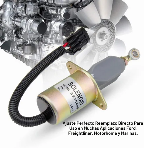 Vista 4 de Reemplazo de solenoide de apagado de combustible 12V solamente 3" para motor diésel Cummins de 5.9L u 8.3L 3935649