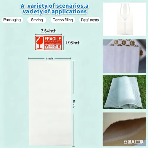 Vista 2 de Bolsas de espuma de 8 x 10 pulgadas, 200 bolsas de espuma de cojín para mudanza y almacenamiento. Hacer que el embalaje se mueva y el transporte