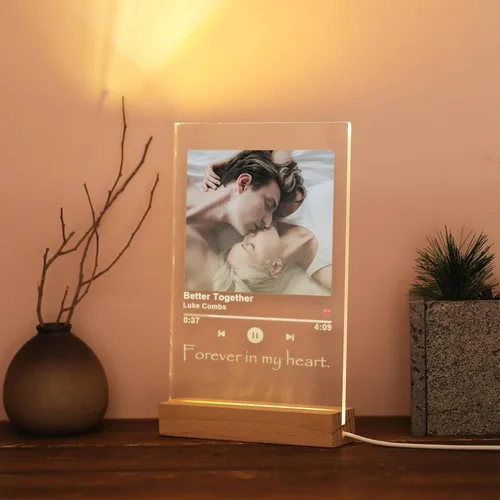 Vista 6 de Placa de música personalizada, cubierta de álbum de canción personalizada, marco de fotos personalizado, arte de vidrio, regalo de fotos, regalo