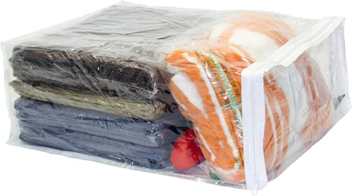 Vista 2 de Paquete de 5 bolsas de almacenamiento con cremallera de vinilo transparente de 15 x 18 x 7 pulgadas