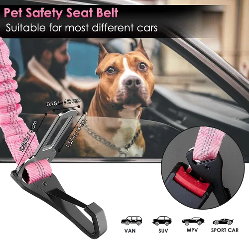 Vista 11 de SlowTon Cinturón de seguridad para perro, correa de cinturón de seguridad ajustable para perro, 2 en 1, cinturón de seguridad para perro