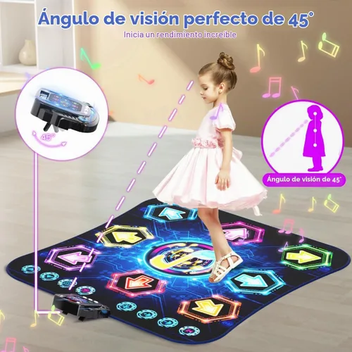 Vista 2 de Tapete de Baile, 2025 Tapete de Baile Iluminado de 8 Botones con Bluetooth Inalámbrico, Sistema de Control de Luz Fluida Mejorado con Soportes