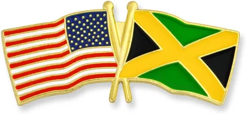 Vista 18 de PinMart Pin de solapa esmaltado con bandera de la amistad cruzada de Estados Unidos y el mundo
